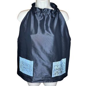 Pascal Black Ruffle Neck Sleeveless Top Size Large